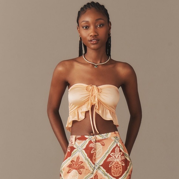 Anthropologie Strapless Ruffled Bandeau Top - Picture 4 of 10